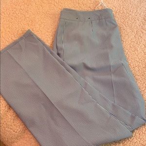 Blue and white striped dress pants